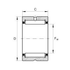 滾針軸承 NCS2216, 機(jī)加工滾道，根據(jù) ABMA 18.2 - 1982，英制