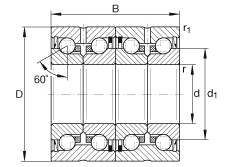 推力角接觸球軸承 ZKLN3062-2RS-2AP, 配對(duì)，雙向，兩側(cè)唇密封
