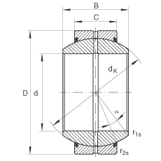 關(guān)節(jié)軸承 GE260-FO-2RS, 根據(jù) DIN ISO 12 240-1 標(biāo)準(zhǔn), 需維護(hù)，兩側(cè)唇密封
