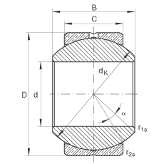 關節軸承 GE6-PB, 根據 DIN ISO 12 240-1 標準，尺寸系列 K，需維護