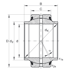關節(jié)軸承 GE30-HO-2RS, 根據(jù) DIN ISO 12 240-1 標準, 需維護，兩側唇密封