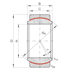 關(guān)節(jié)軸承 GE20-UK, 根據(jù) DIN ISO 12 240-1 標(biāo)準(zhǔn)，免維護