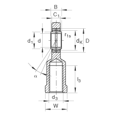 桿端軸承 GIL20-DO, 根據(jù) DIN ISO 12 240-4 標準，帶左旋內(nèi)螺紋，需維護