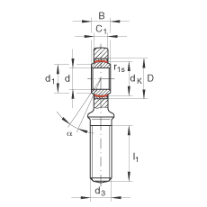 桿端軸承 GAL15-UK, 根據(jù) DIN ISO 12 240-4 標(biāo)準(zhǔn)，帶左旋外螺紋，需維護