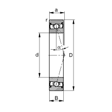 主軸軸承 HSS71911-C-T-P4S, 調節，成對安裝，接觸角 α = 15°，兩側唇密封，非接觸，加嚴公差
