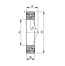 主軸軸承 HSS7018-E-T-P4S, 調節，成對安裝，接觸角 α = 25°，兩側唇密封，非接觸，限制公差