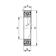 主軸軸承 HCS7008-C-T-P4S, 調節，成對安裝，接觸角 α = 15°，兩側唇密封，非接觸，限制公差