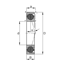 主軸軸承 HCB7200-C-T-P4S, 調節(jié)，成對或單元安裝，接觸角 α = 15°，陶瓷球，限制公差