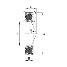 主軸軸承 HCB7202-E-T-P4S, 調節，成對或單元安裝，接觸角 α = 25°，陶瓷球，限制公差