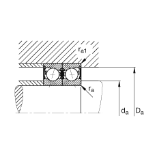 主軸軸承 B7000-C-2RSD-T-P4S, 調節，成對安裝，接觸角 α = 15°，兩側唇密封，非接觸，加嚴公差
