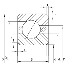 薄截面軸承 CSEB042, 角接觸球軸承，類型E，運行溫度 -54°C 到 +120°C