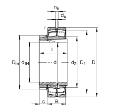 調心滾子軸承 22226-E1-K + H3126, 根據 DIN 635-2 標準的主要尺寸, 帶錐孔和緊定套